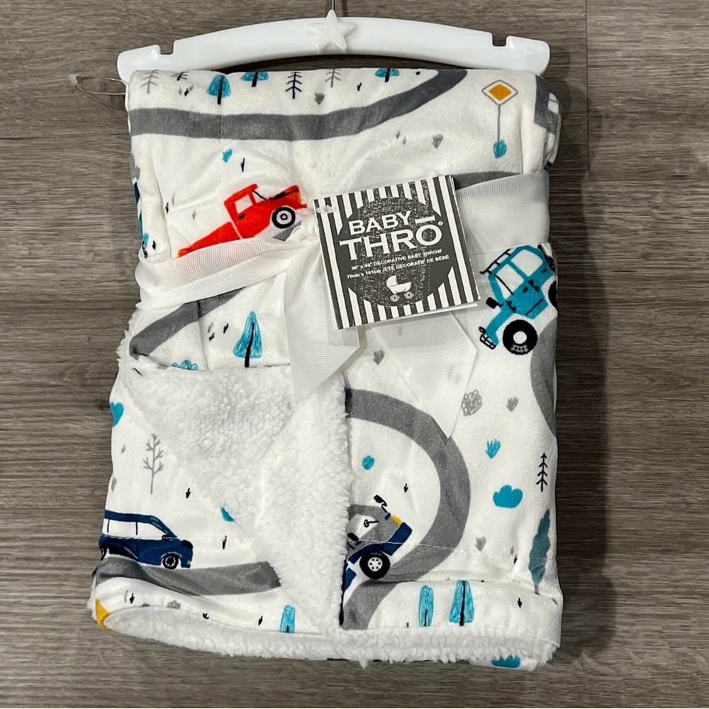 NEW Baby Thro Connor Cars Printed Micromink Decorative Baby Boy Blanket …